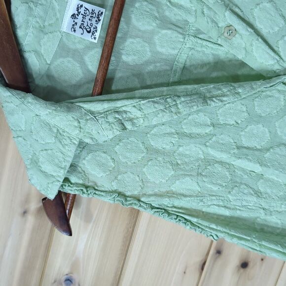 Parsley & Sage Top Womens Medium Green Sleeveles Button Front Art Classic - Picture 4 of 9